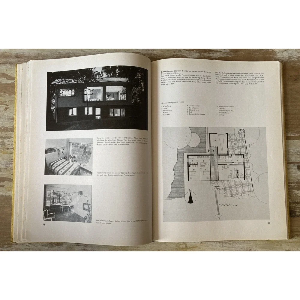 Vintage German HC book Modernes Wohnen Modern Living mid cent modern design 1954